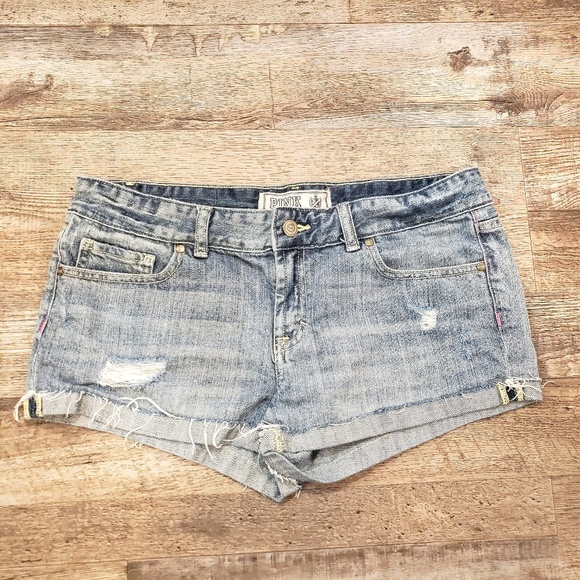 PINK Victoria's Secret Pants - PINK VS Denim Distressed Cuffed Cutoff Shorts